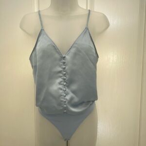 Abercrombie & Fitch Light Blue Satin Bodysuit XS